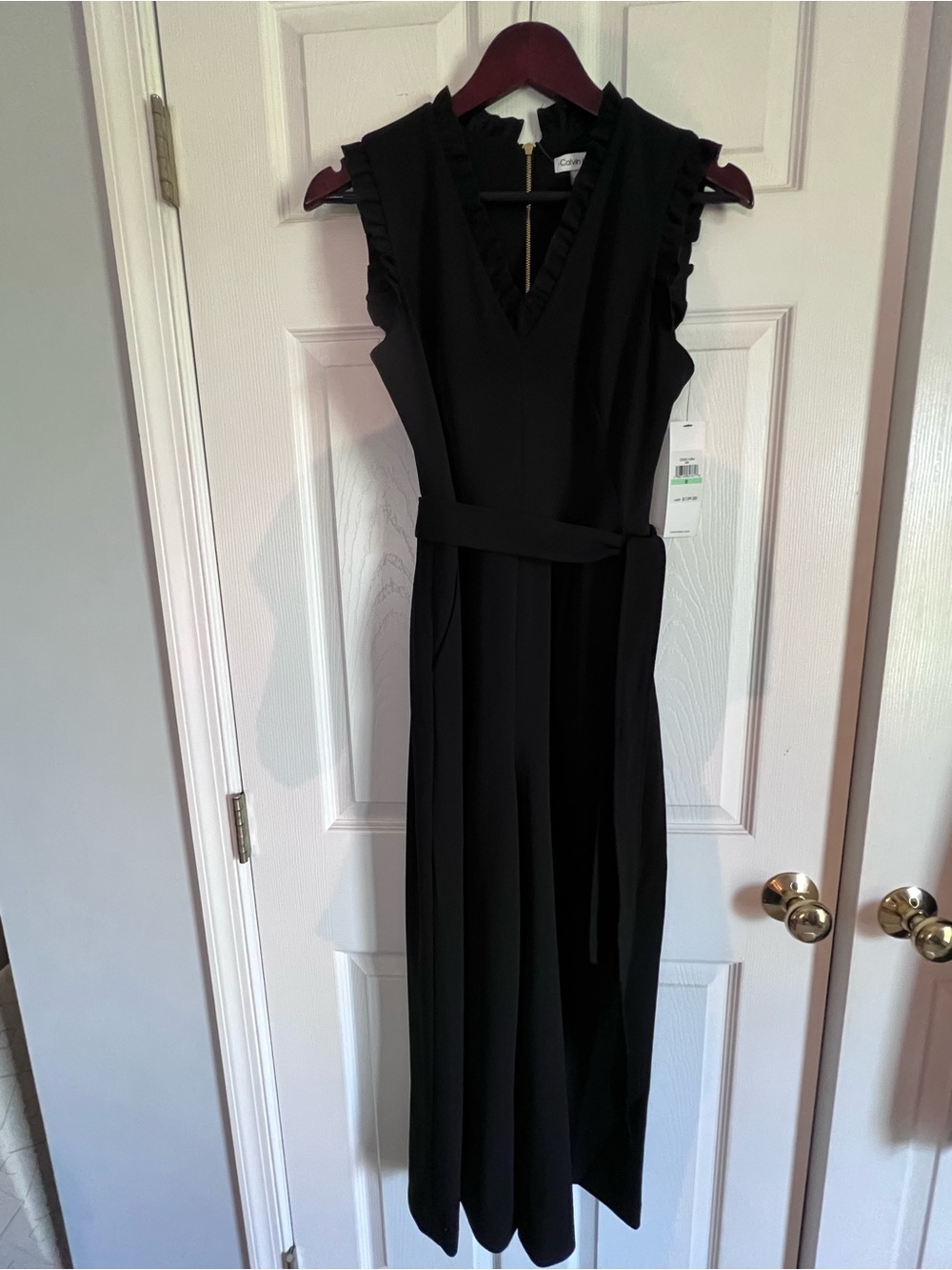 Calvin Klein Black Jumpsuit with Gold Zipper Detail